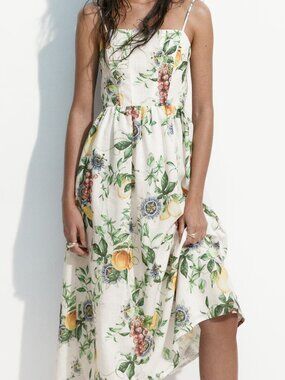 H&M Strappy Midi Dress NWT White/Peaches